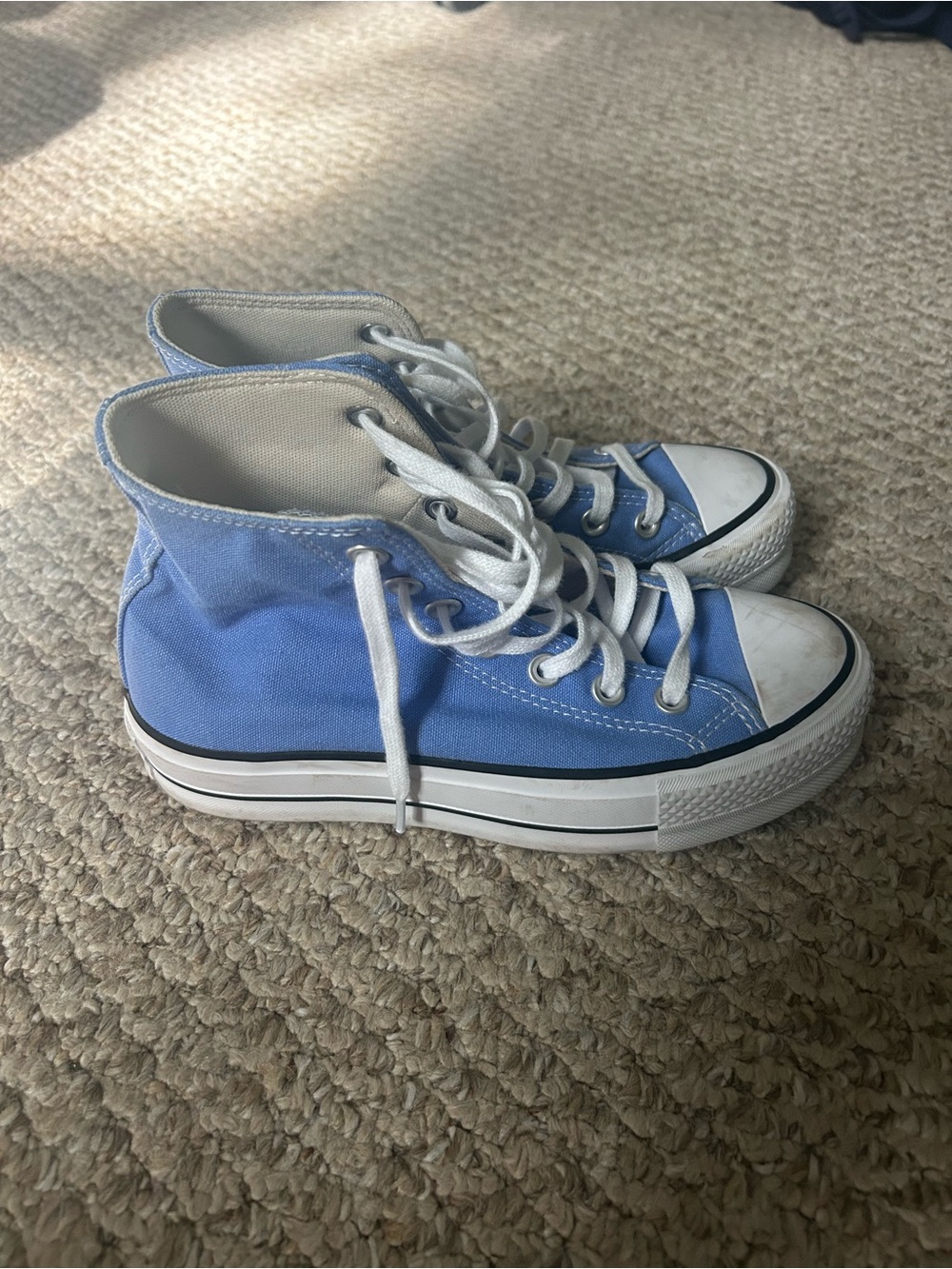 Converse Light Blue High-Top Sneakers with White Accents - Picture 2 of 5